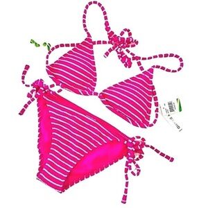 Lucky Brand Pink Striped Bikini Set Size Small